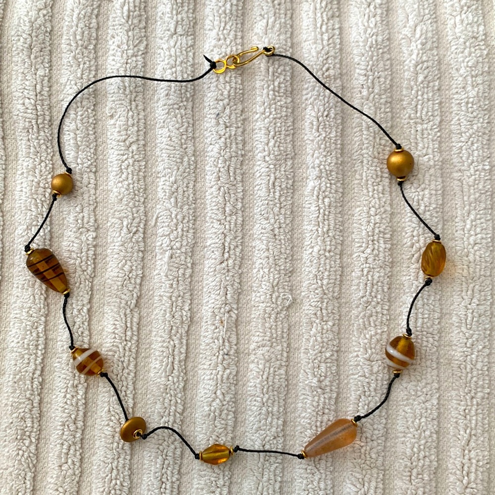 Gold Bead Threaded Necklace